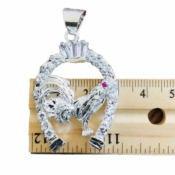 sterling silver horseshoe roster 925 sterling silver men's pendant